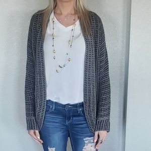 Black loose cardigan sweater